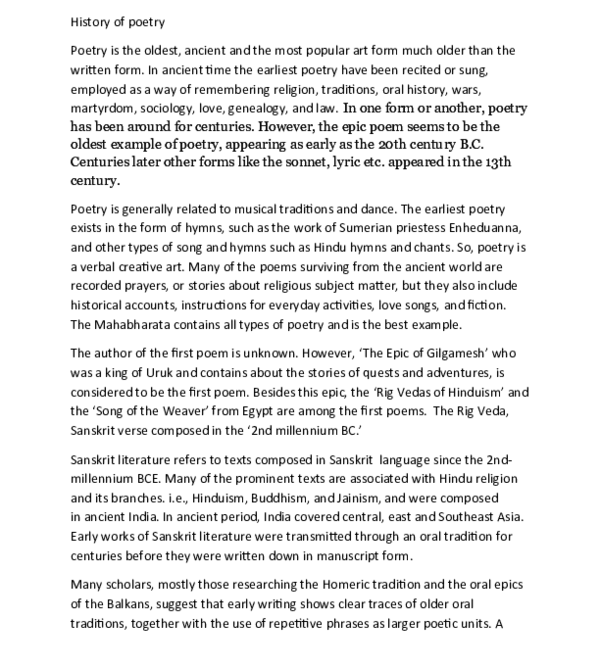 A Brief History of Poetry